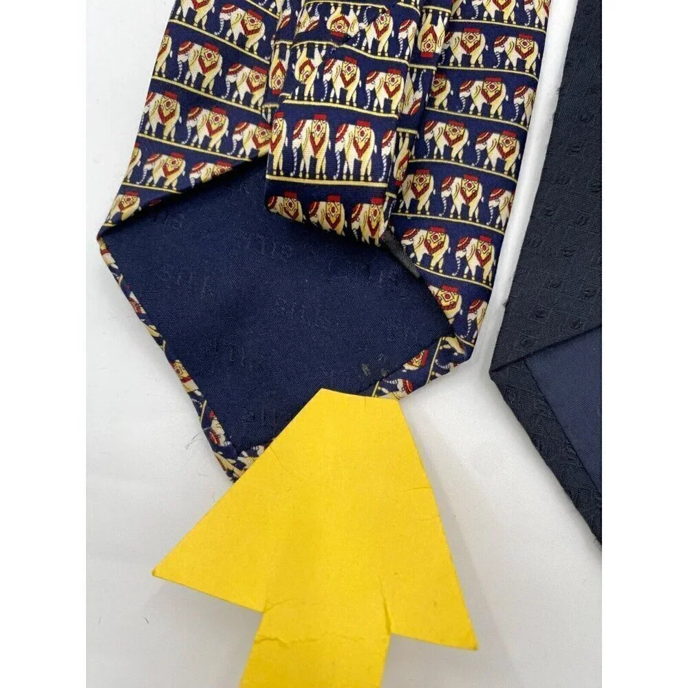 Giorgio Armani Ties for Men Set of 2 Plain and Printed Navy Blue